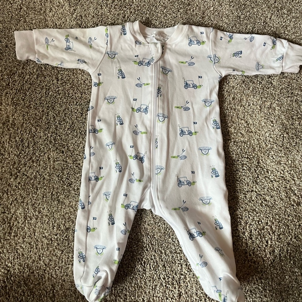 Kissy Kissy White and Blue Golf Print Footie